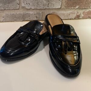 Madden Girl Abigail black patent leather oxford mules slides loafers 7.5